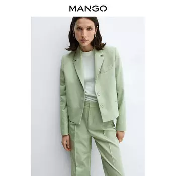 Короткая куртка Mango из смесового волокна, светло-зеленый