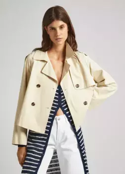 Короткая куртка Pepe Jeans "Sheila Trench Jacket" модного свободного кроя с широкими рукавами, бежевый