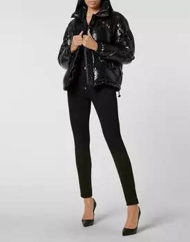 Короткая куртка-пуховик Нейлоновая резина Матовая Philipp Plein, черный