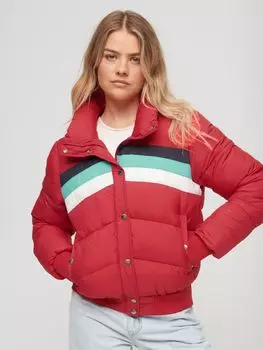 Короткая куртка-пуховик в стиле ретро со вставками Superdry, альпийский красный/мульти