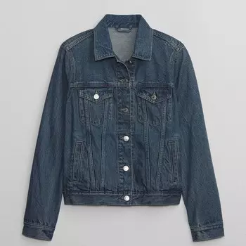 Короткая куртка с кислотной стиркой Gap, синий