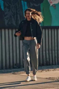 Короткая куртка с вельветовым воротником ZARA, темно-синий