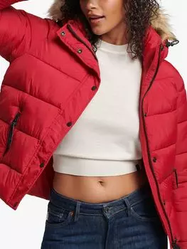 Короткая куртка среднего слоя с капюшоном Superdry, красная