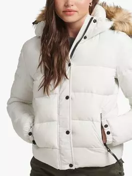 Короткая куртка среднего слоя с капюшоном Superdry, зимний белый цвет