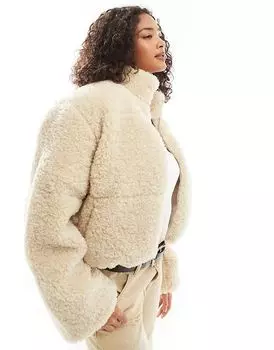 Короткая куртка-тедди со вставками в овсянке Vero Moda