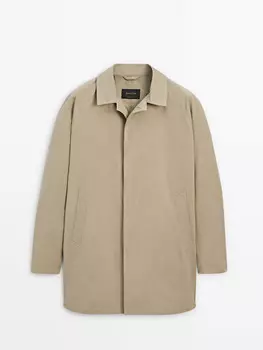 Короткая куртка-тренч из хлопковой смеси Massimo Dutti, коричневый
