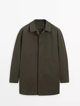Короткая куртка-тренч из хлопковой смеси Massimo Dutti, хаки