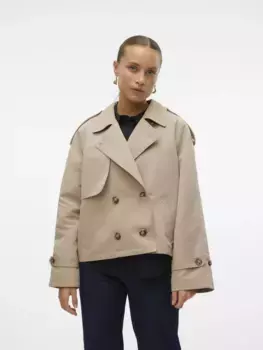 Короткая куртка Vero Moda "VMCHLOE SHORT TRENCHCOAT GA NOOS", в стиле тренча, серебристый