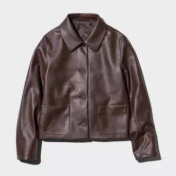 Короткая куртка женская Uniqlo, 38 темно-коричневый