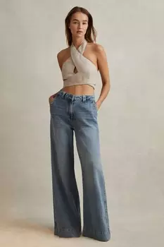 Короткая льняная блузка Abigail с вырезом бретельками Reiss, бежевый