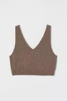 Короткая майка H&amp;M, темно-серый бежевый