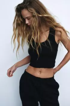 Короткая майка H&M, черный