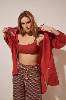 Короткая майка красного цвета из 100% хлопка Women'secret, красный