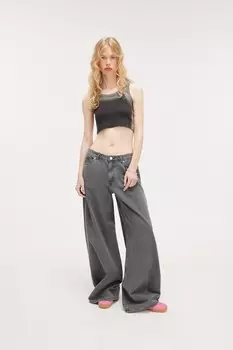 Короткая майка в рубчик Monki, черный