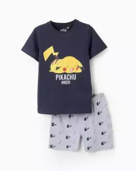 Короткая мальчишеская пижама с мотивом Пикачу Zippy, тёмно-синий