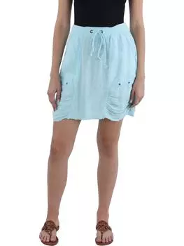 Короткая мини-юбка из льна Leland для женщин XCVI, синий