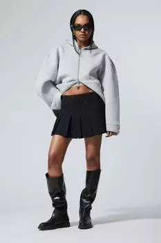 Короткая мини-юбка со складками Weekday, черный