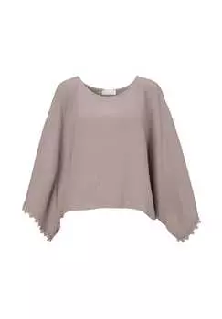 Короткая муслиновая блузка Mathilda из муслина большого размера с бохо-бордюром большого размера из хлопка одного размера Seasons Of April, коричневый