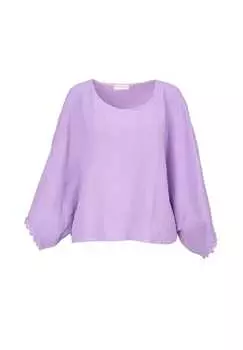 Короткая муслиновая блузка Mathilda из муслина большого размера с бохо-бордюром большого размера из хлопка одного размера Seasons Of April, сиреневый