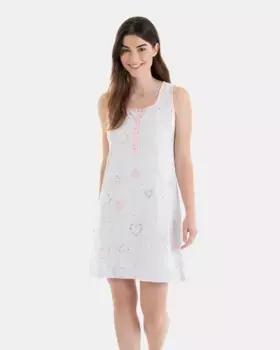 Короткая ночная рубашка без рукавов с принтом в виде сердца Massana, серый