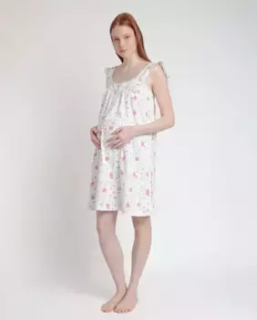 Короткая ночная рубашка для беременных из хлопкового трикотажа экрю Disney, цвет Crudo