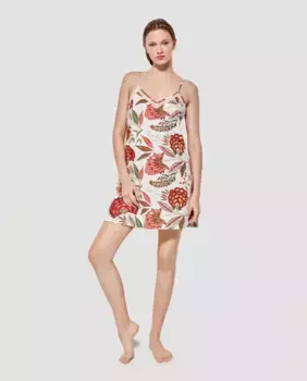 Короткая ночная рубашка на бретелях из ткани с принтом Gisela, мультиколор