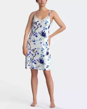 Короткая ночная рубашка на бретелях с цветочным принтом Impetus, синий