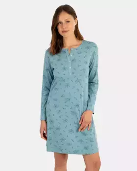 Короткая ночная рубашка с длинными рукавами и принтом Massana, зеленый