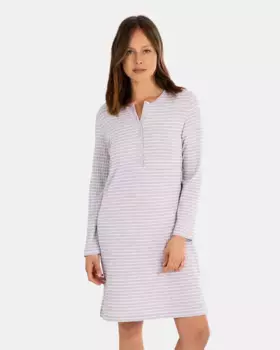 Короткая ночная рубашка с длинными рукавами из трикотажной ткани в полоску Massana, фиолетовый