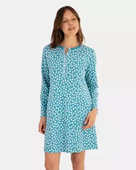 Короткая ночная рубашка с длинными рукавами из фантазийной ткани Massana, зеленый