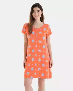 Короткая ночная рубашка с принтом и короткими рукавами Massana, оранжевый