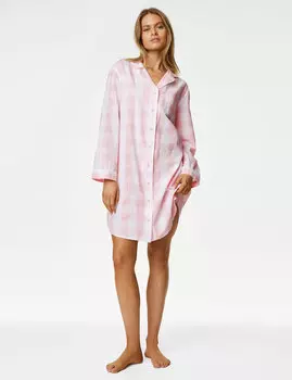 Короткая ночная рубашка в клетку Body, розовый микс