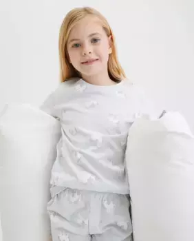 Короткая пижама для девочки с принтом единорога Cotton Juice, синий