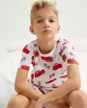 Короткая пижама для мальчика с изображением машин Cotton Juice, многоцветный
