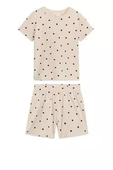 Короткая пижама двойка из трикотажа Arket, бежевый