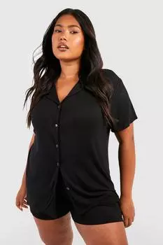 Короткая пижама из джерси плюс персикового цвета boohoo, черный