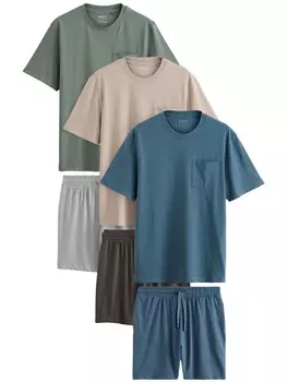 Короткая пижама Next, цвет Dark blue/Stone/Dark green