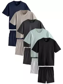 Короткая пижама Next, цвет Navy/Taupe/Anthracite/Mint/Black
