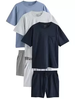 Короткая пижама Next, цвет Night blue/Dusty blue/Grey/Dark grey