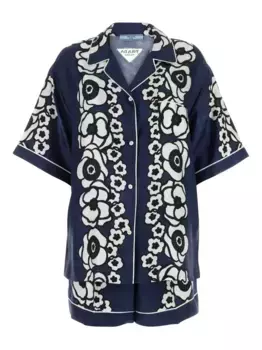 Короткая пижама с цветочным принтом Prada, синий