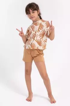 Короткая пижама с футболкой с принтом Roly Poly, коричневый