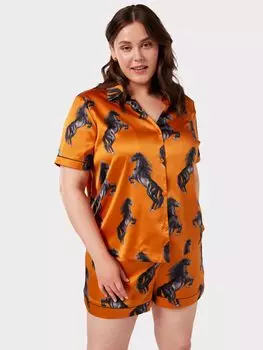 Короткая пижама с принтом Chelsea Peers Curve Horses, оранжевая