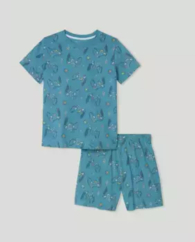 Короткая пижама с принтом по всей поверхности Cotton Juice, зеленый