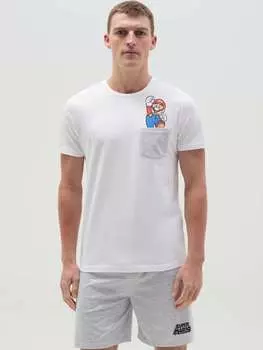 Короткая пижама с принтом Super Mario, цвет white/grey
