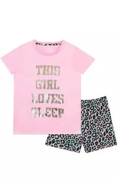 Короткая пижама со слоганом для сна Harry Bear, розовый