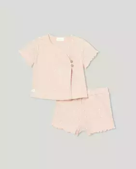 Короткая пижама типа кимоно для девочки Cotton Juice, розовый