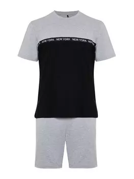 Короткая пижама Trendyol, пятнистый серый