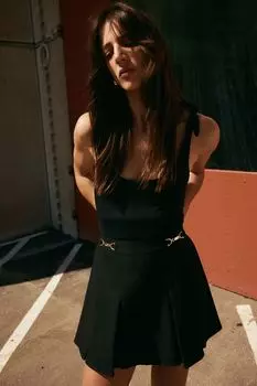 Короткая плиссированная юбка H&M, черный