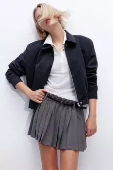 Короткая плиссированная юбка H&M, серый