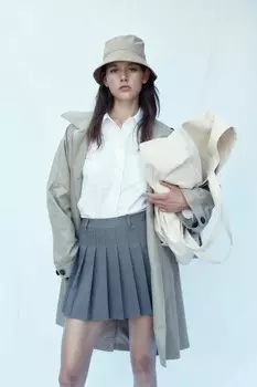 Короткая плиссированная юбка H&M, серый